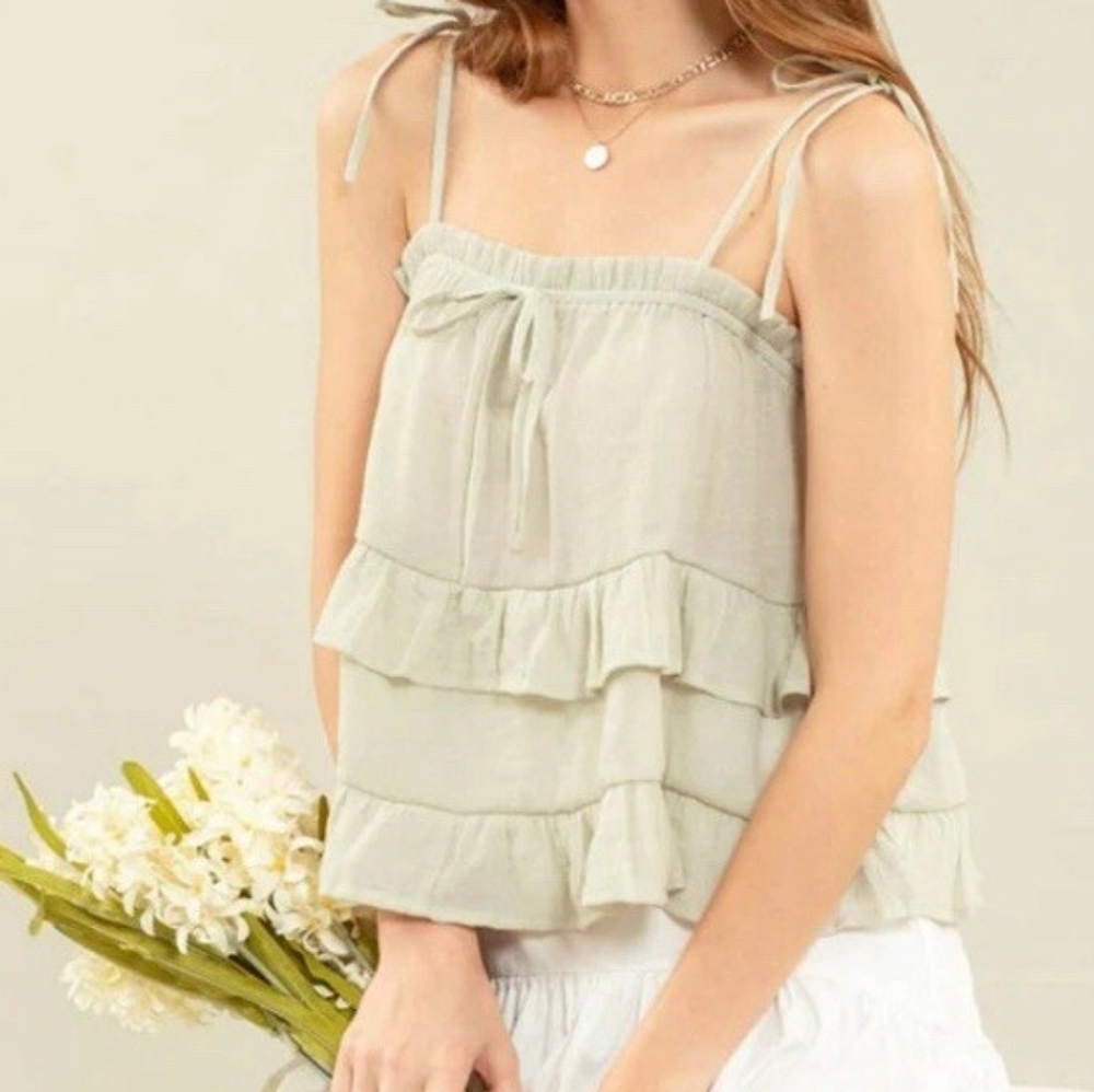 Blu Pepper Sage Layered Tank Top Size L